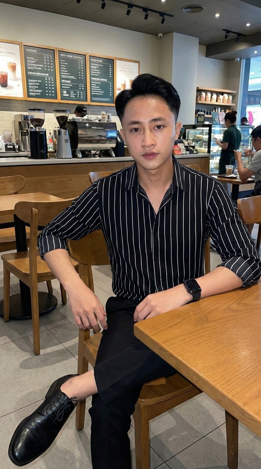 Rihulcz dalam potret profesional di cafe